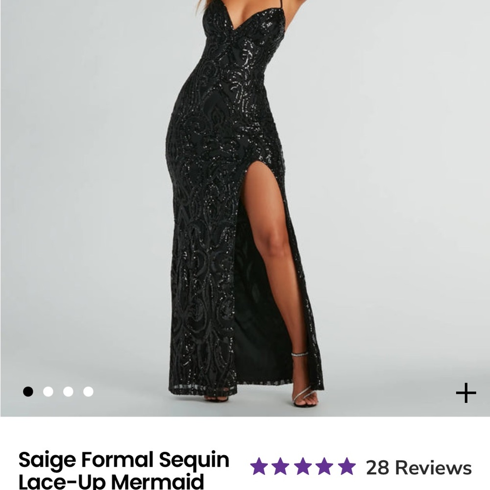 Black Sequin Lace-Up Mermaid Gown